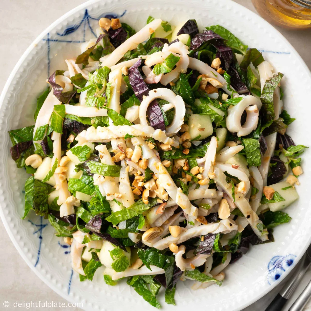 Grilled Squid Salad with Fresh Herbs and Ginger Dressing