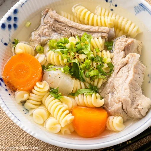 Vietnamese Macaroni Soup with Pork Ribs (Sup Nui Suon Heo)