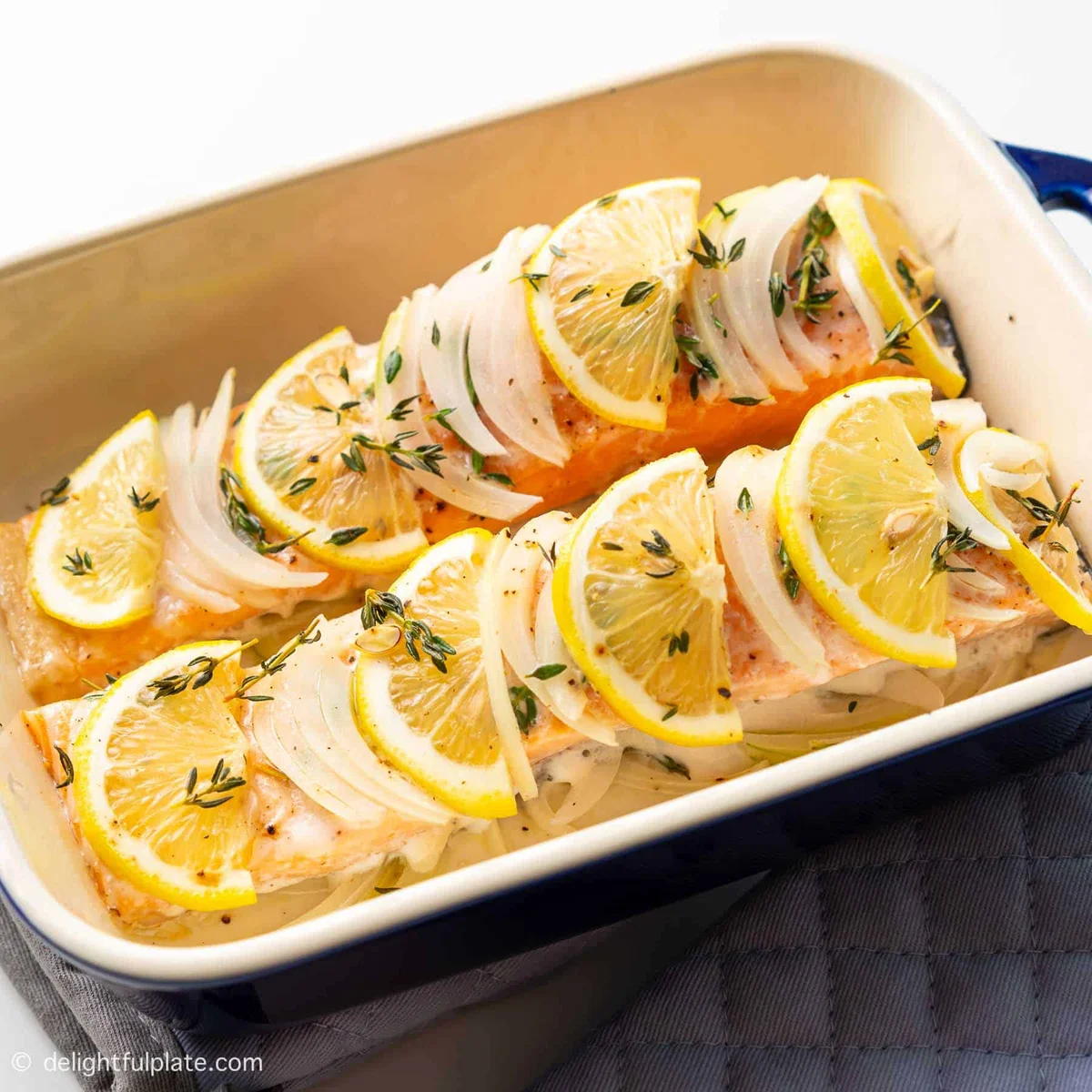 Slow Baked Salmon With Lemon And Onion