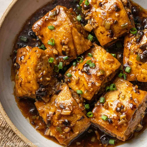 Stuffed Tofu in Black Bean Sauce