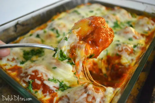 Galets rellenos de pollo, ricotta y espinacas