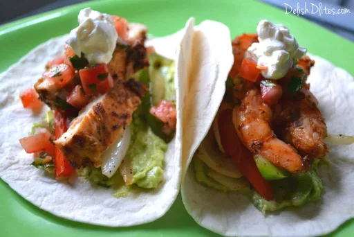 Fajitas de pollo al chipotle y langostinos