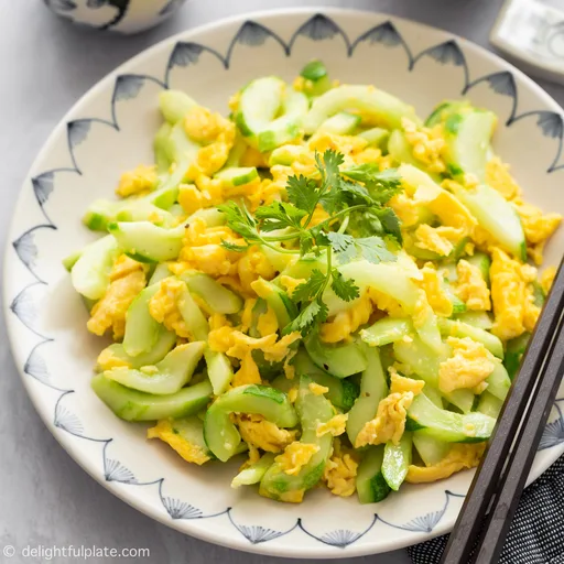 Pepino y huevos salteados