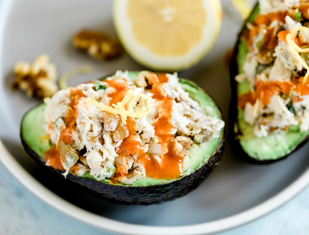 Tuna and avocado salad bowls