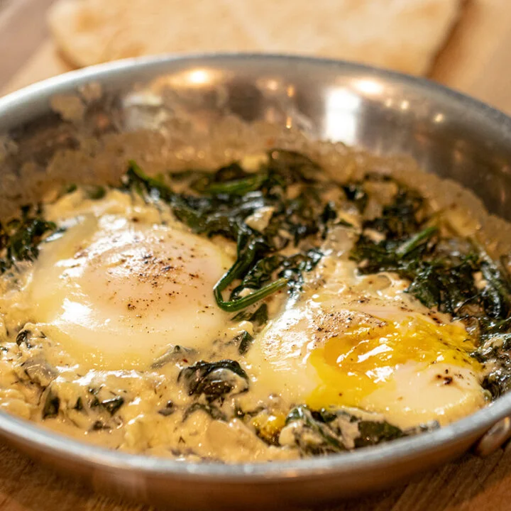 Eggs with Spinach & Feta Sauce (low-carb)