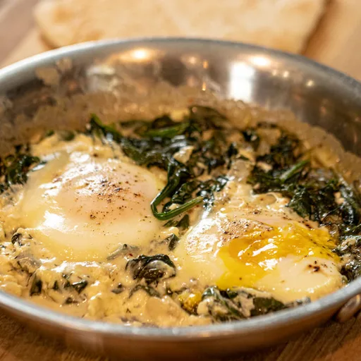 Eggs with Spinach & Feta Sauce (low-carb)