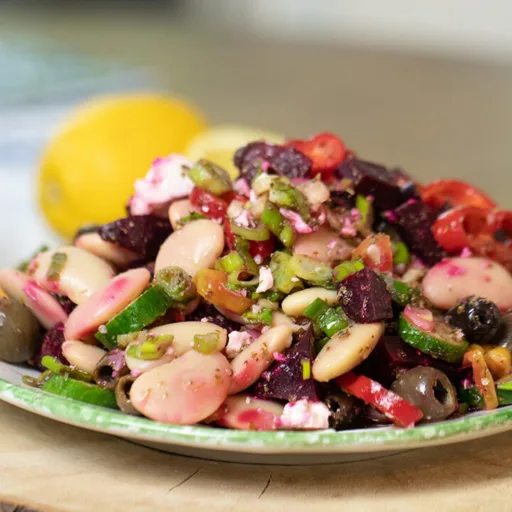 Greek Beet and White Bean Salad with Feta and Lemon-Oregano Dressing