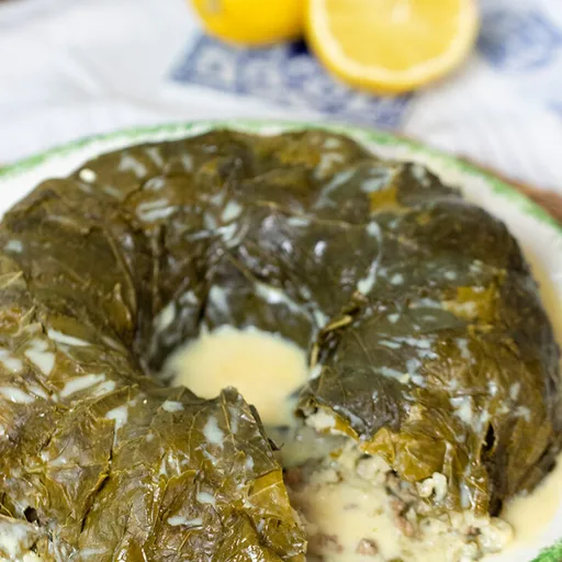 Stuffed Grape Leaves Bundt Pie with Avgolemono Gravy