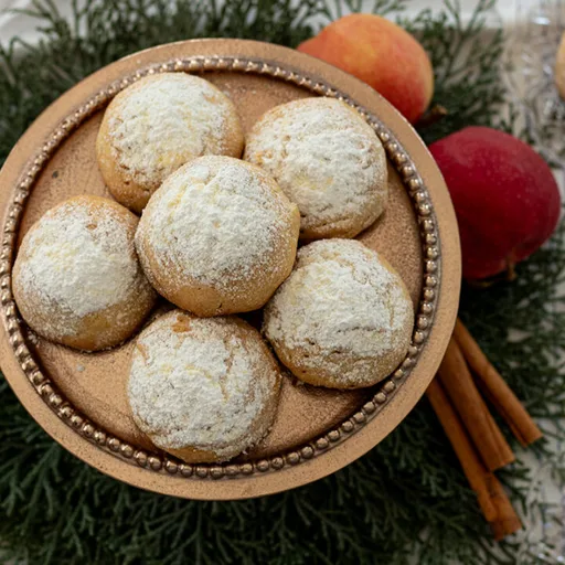 Apple-Filled Kourabiedes (Greek Butter Cookies with Apples & Walnuts)