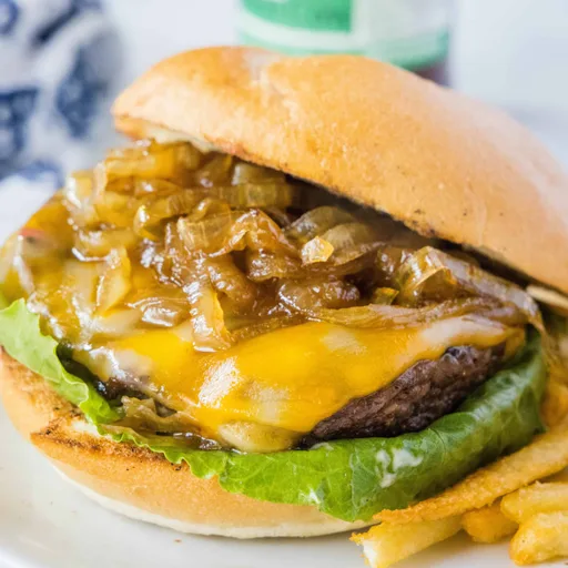 Hamburguesas con Cebolla Caramelizada