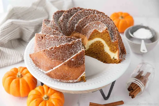 Pumpkin Bundt Cake with Cream Cheese Filling
