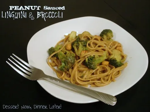 Linguine con salsa de cacahuete y brócoli