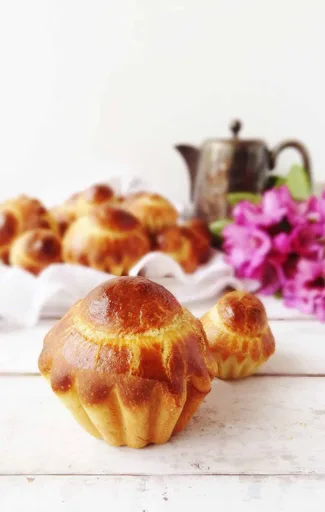 Mini brioches à tête de vainilla rellenos de chocolate