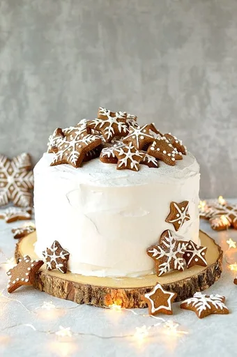 Gingerbread Topped Christmas Cake