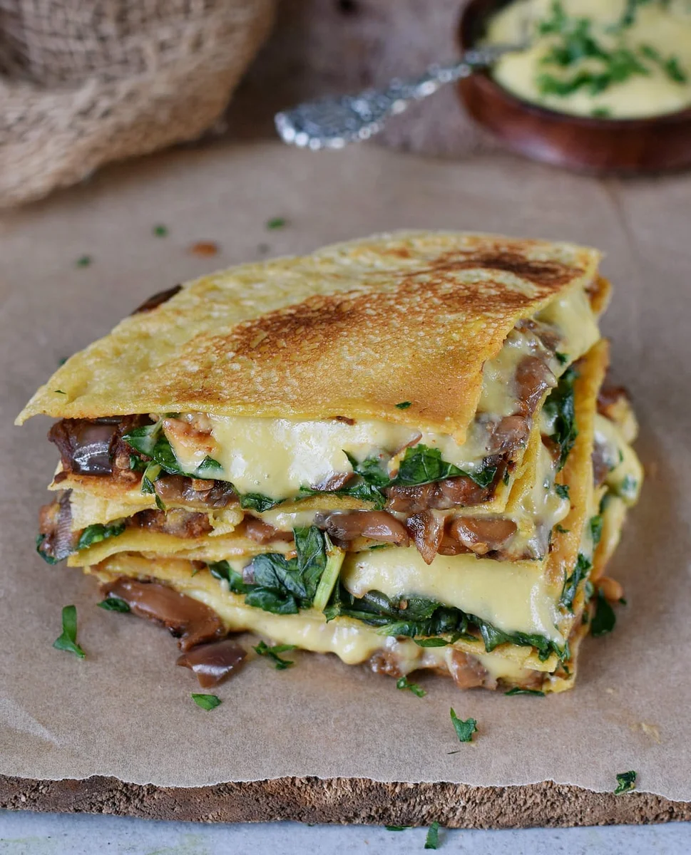 Quesadillas veganas de espinacas