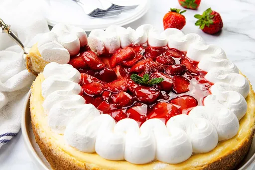 Tarta de queso con fresas