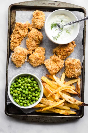 Pescado y patatas fritas al horno