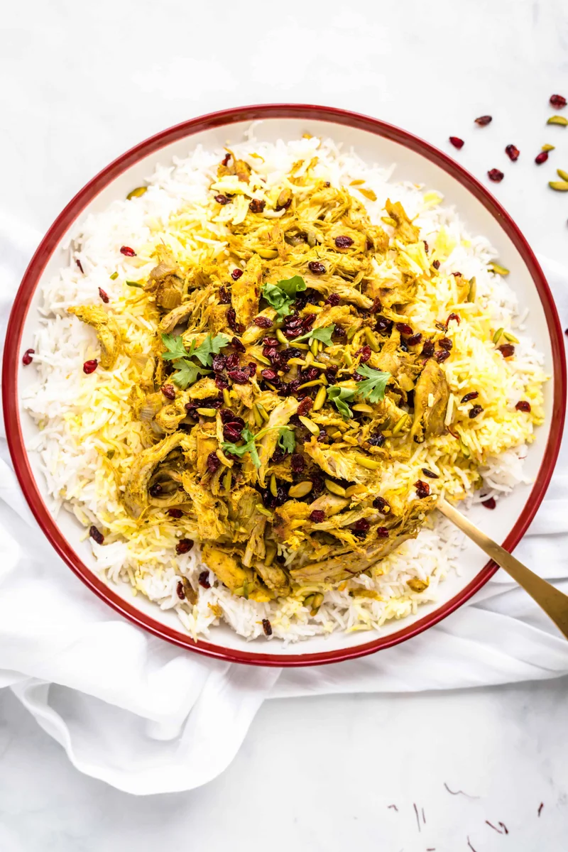 Persian Saffron Chicken with Barberry Rice