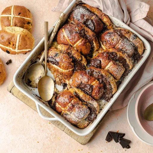 Hot Cross Bun Bread and Butter Pudding Recipe
