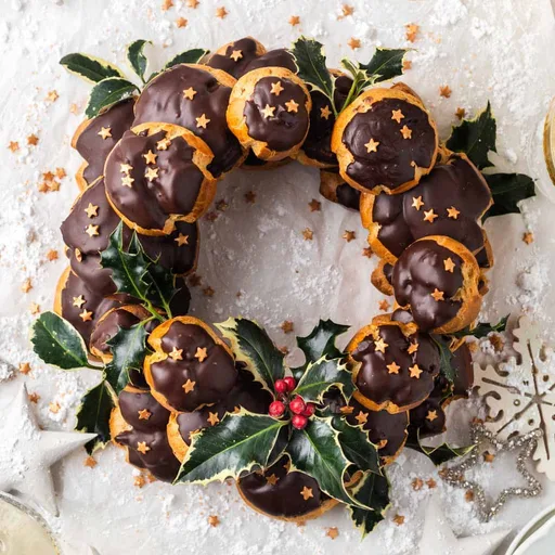 Mocha Profiteroles Wreath Recipe