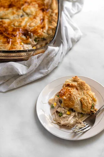 Pastel de pollo y champiñones