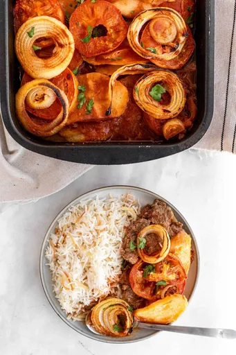 Kafta Bil Sanieh (pastel de carne kafta y patata)
