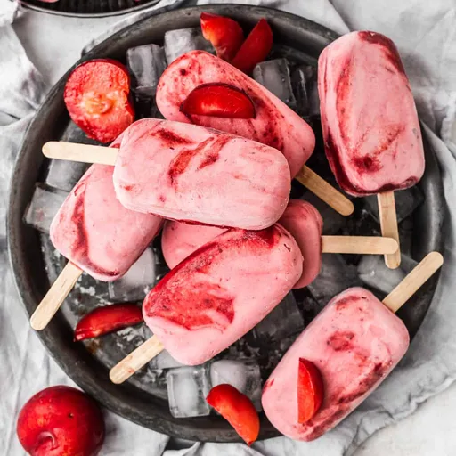 Roasted Plum Ice Cream Popsicles