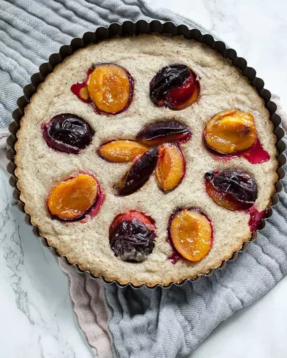 Simple French Almond Cake with Plums