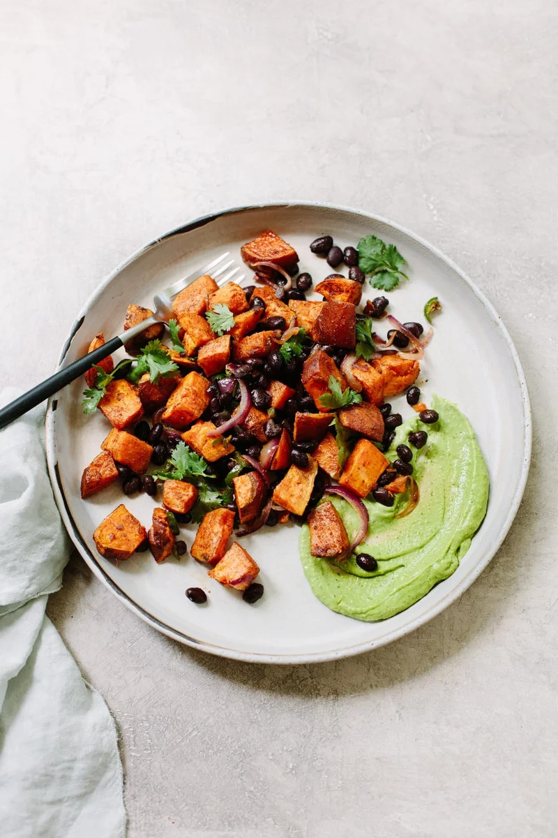 Cumin-Roasted Sweet Potatoes with Black Beans