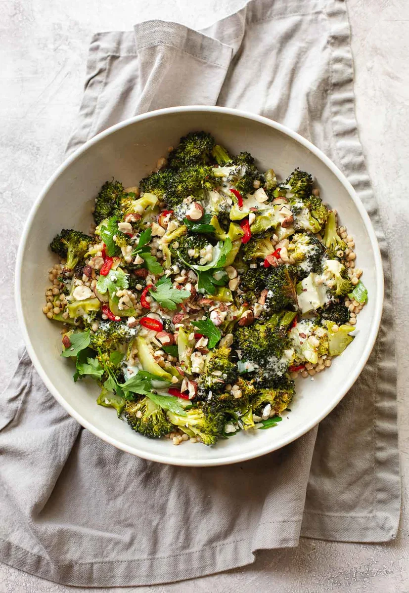 Roasted Broccoli Salad with Couscous