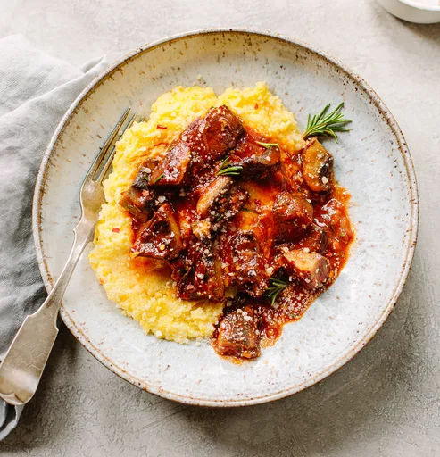 Easy Mushroom Ragu with Parmesan Polenta