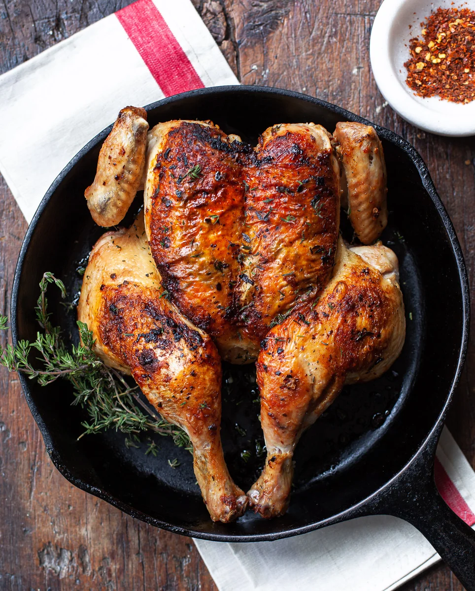 Butterflied Chicken with Spicy Garlic Butter