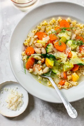 Summer Vegetable Soup with Zucchini and White Beans