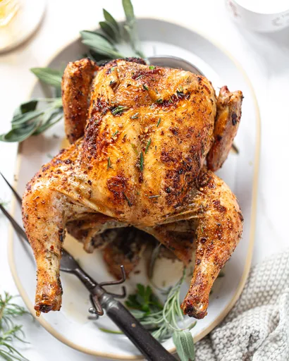 Crackling Oven-Baked Beer Can Chicken