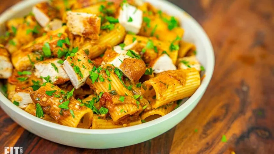 Chicken Pasta Recipe with Tomato & Eggplant