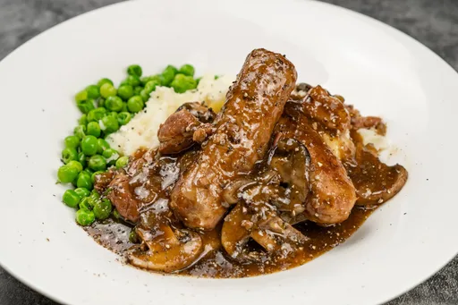 Slow Cooker Sausage Casserole with Onion and Mushrooms