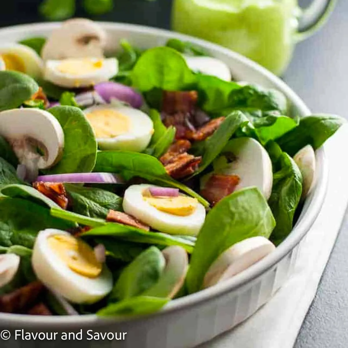 Classic Spinach Salad with Creamy Avocado Dressing