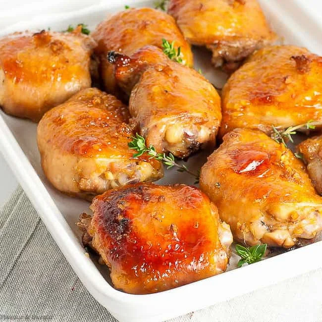 Maple Garlic Glazed Chicken Thighs