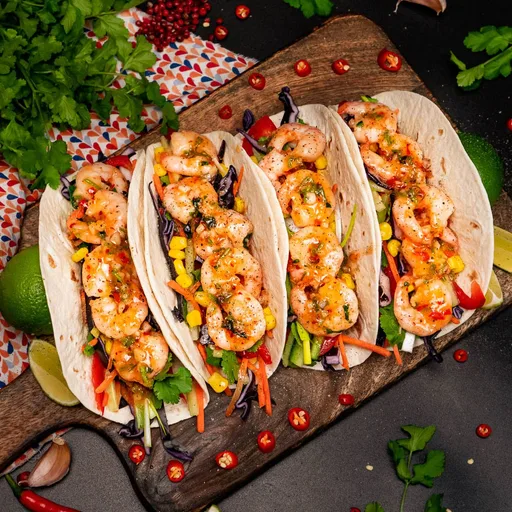 Tacos de langostinos