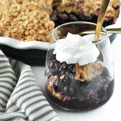 Blueberry Limoncello Crisp with Whipped Coconut Milk