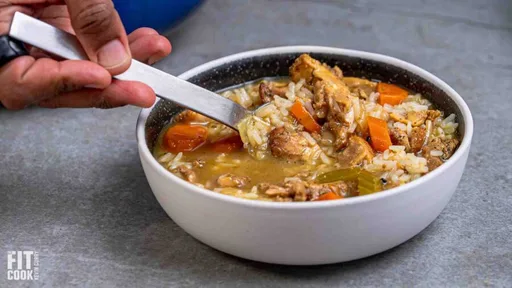 Grilled Chicken & Rice Soup with Warm Spices