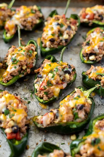 Pimientos poblanos rellenos al estilo del suroeste
