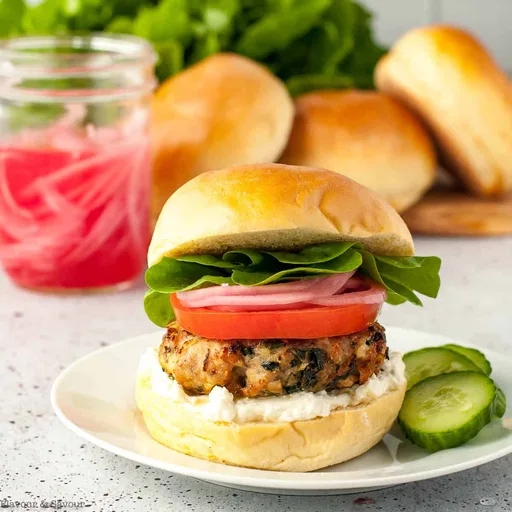 Greek Chicken Burgers with Spinach and Feta