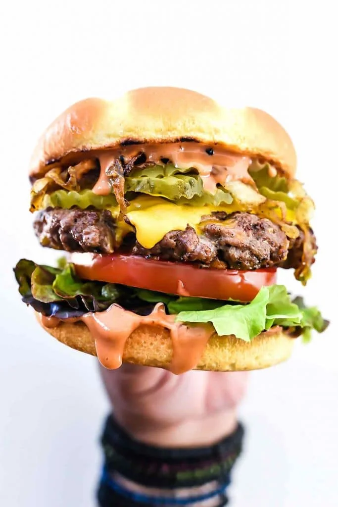 Grilled Bacon Cheeseburgers with Caramelized Onions