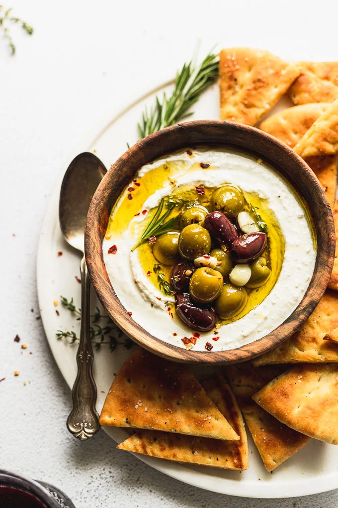 Whipped Feta with Marinated Olives