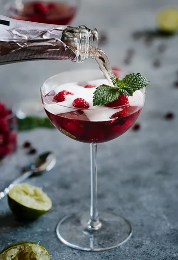 Raspberry and Pomegranate Rosé Summer Cocktail