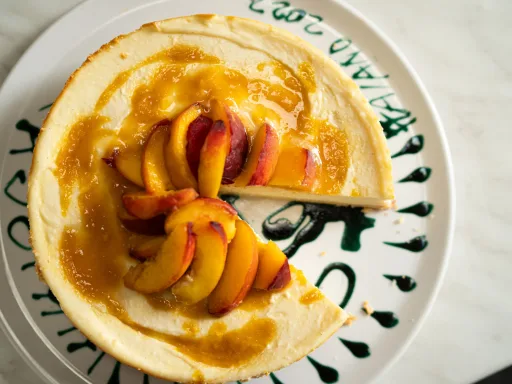 Sophie Grigson's Torta di Ricotta con Pesche al Prosecco