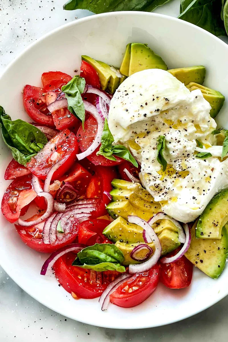 Burrata and Tomato Salad with Avocado
