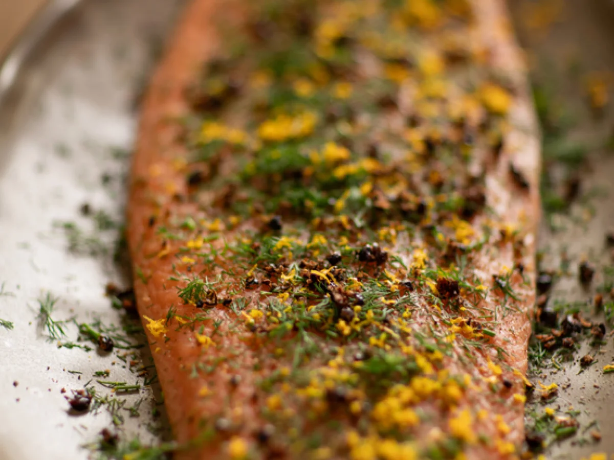 Marcus Wareing's Sloe Gin Gravadlax with Orange, Dill and Coriander