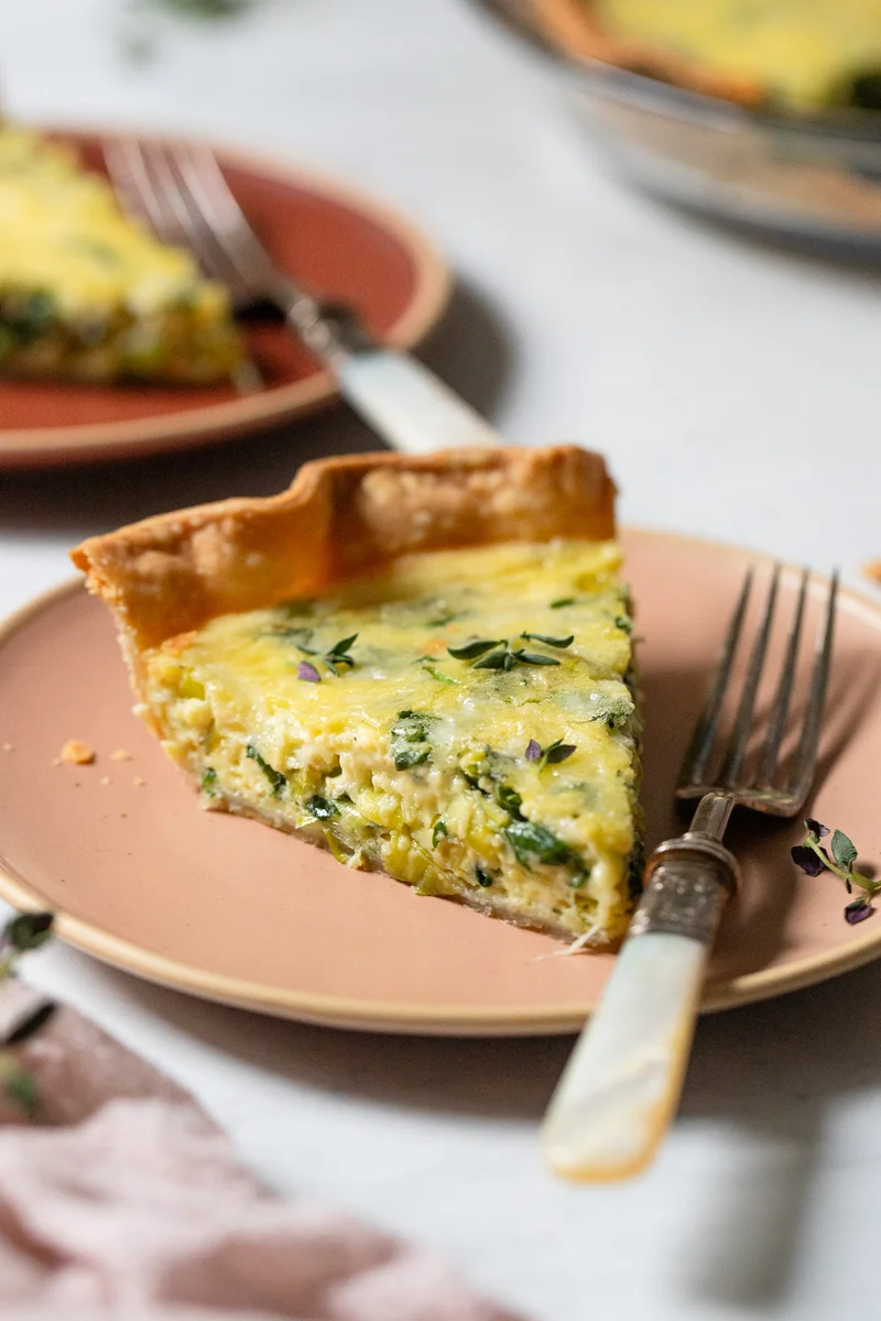 Leek Quiche with Spinach and Gruyere